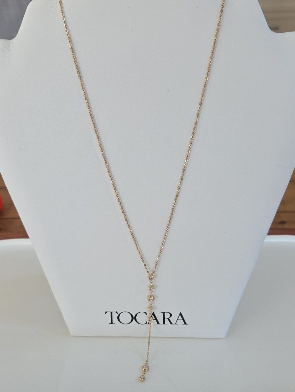 Tocara Gold Drop Lariat Necklace